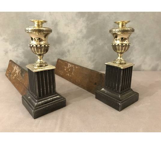Beautiful pair of old cast iron and brass caterpillars from the early 19th century