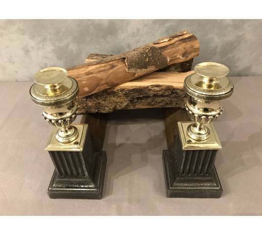 Beautiful pair of old cast iron and brass caterpillars from the early 19th century