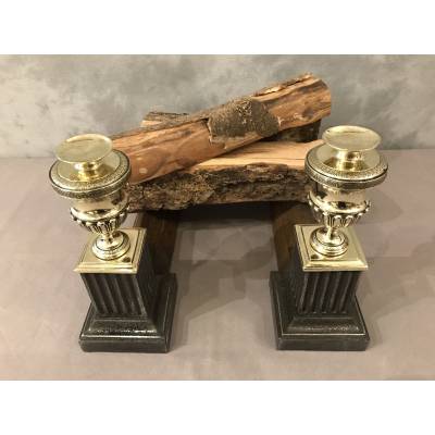 Beautiful pair of old cast iron and brass caterpillars from the early 19th century