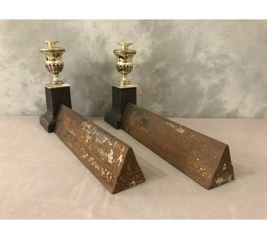 Beautiful pair of old cast iron and brass caterpillars from the early 19th century