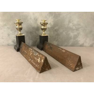 Beautiful pair of old cast iron and brass caterpillars from the early 19th century