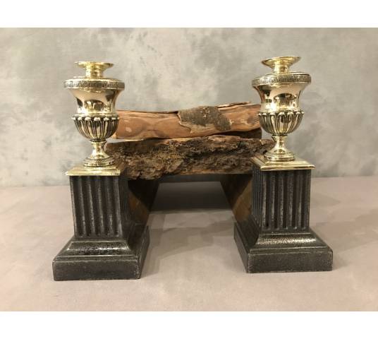 Beautiful pair of old cast iron and brass caterpillars from the early 19th century