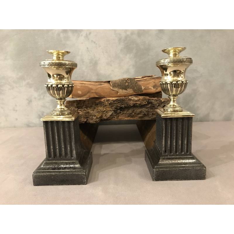 Beautiful pair of old cast iron and brass caterpillars from the early 19th century