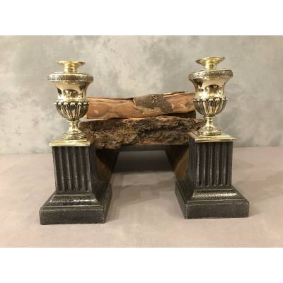 Beautiful pair of old cast iron and brass caterpillars from the early 19th century