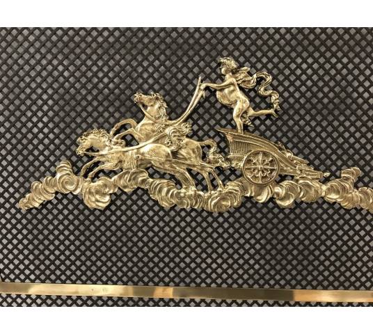 Beautiful large bronze and brass fireplace screen firewall from the 19th century