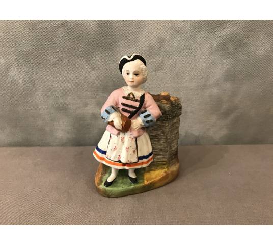 Pot à tabac Madelon en porcelaine de biscuit d'époque 19 ème