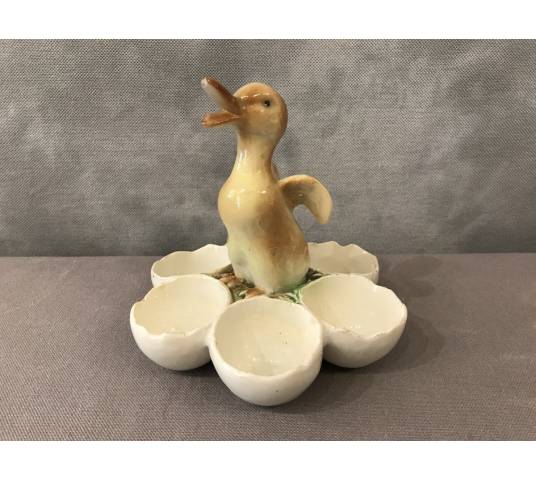 Support à oeufs  canard  en faïence vers 1900