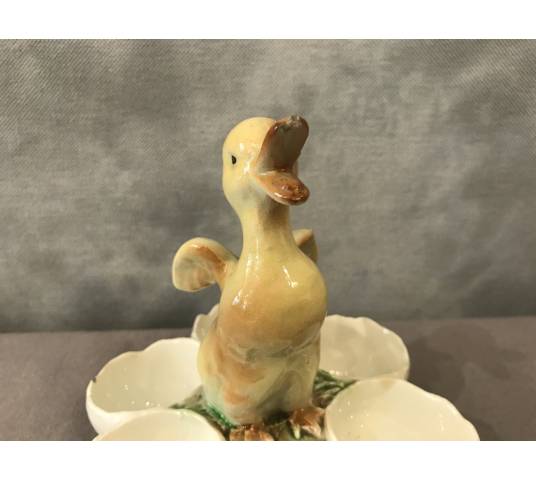 Support à oeufs  canard  en faïence vers 1900