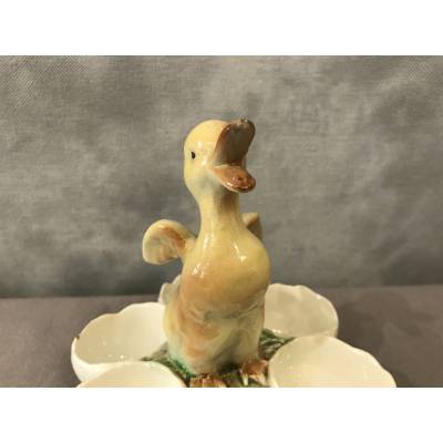 Support à oeufs  canard  en faïence vers 1900