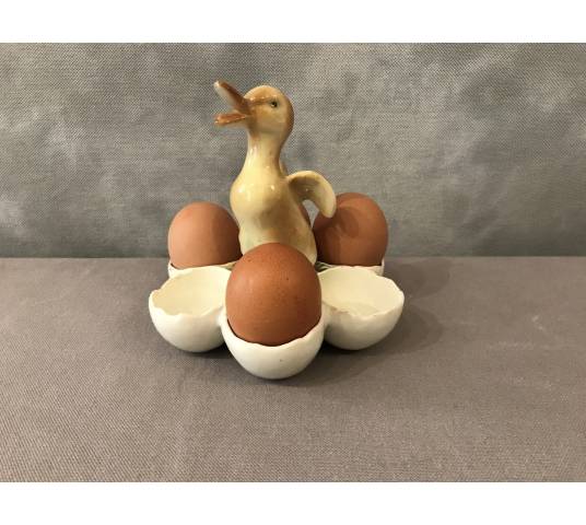 Support à oeufs  canard  en faïence vers 1900