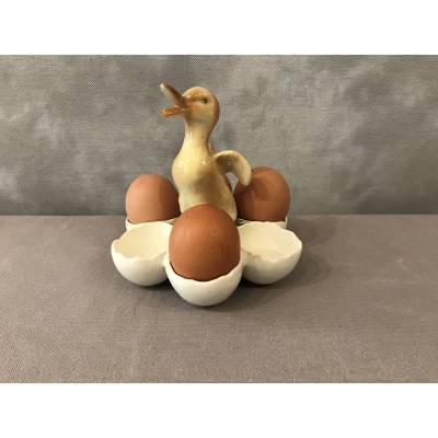 Support à oeufs  canard  en faïence vers 1900