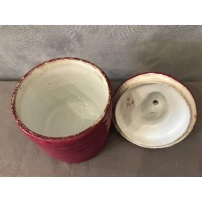 Old magot earthenware tobacco jar from the 19th century