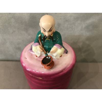 Old magot earthenware tobacco jar from the 19th century