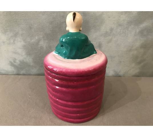 Old magot earthenware tobacco jar from the 19th century