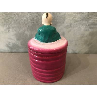 Old magot earthenware tobacco jar from the 19th century