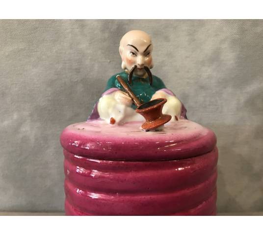 Old magot earthenware tobacco jar from the 19th century