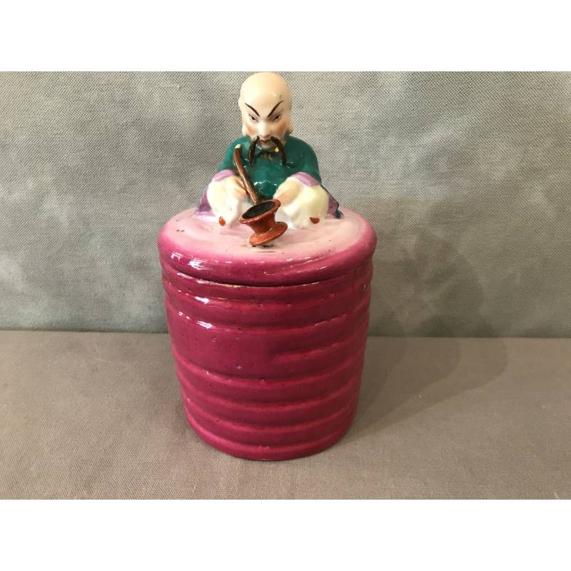 Old magot earthenware tobacco jar from the 19th century