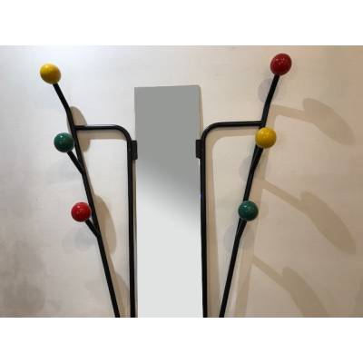 Black iron ball coat rack from the 1970s after Roger Ferraud