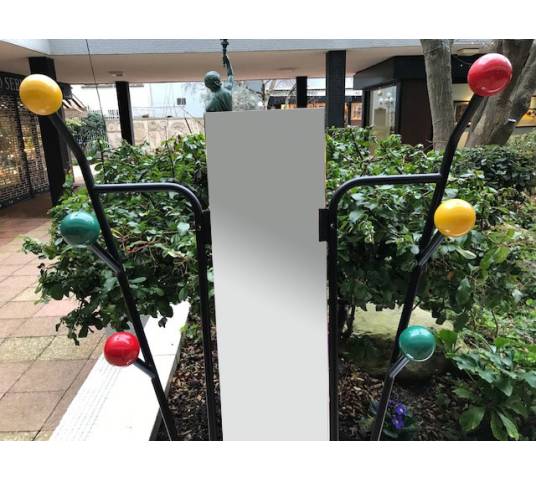 Black iron ball coat rack from the 1970s after Roger Ferraud