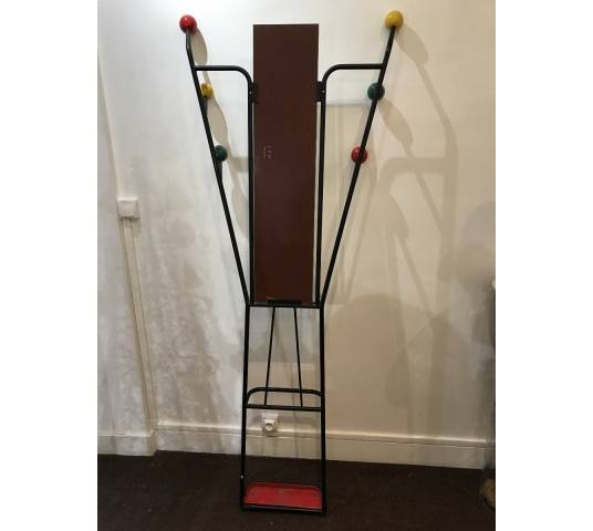 Black iron ball coat rack from the 1970s after Roger Ferraud