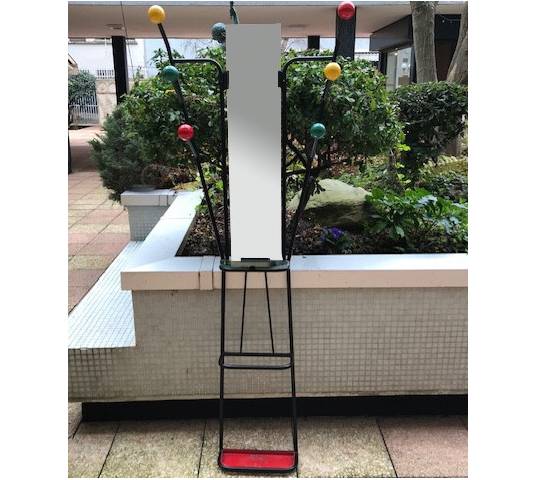 Black iron ball coat rack from the 1970s after Roger Ferraud