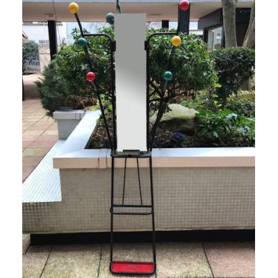Black iron ball coat rack from the 1970s after Roger Ferraud