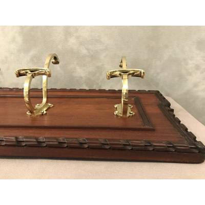 Ensemble de 6 portes manteaux , patères en bronze sur bois d'époque 19 ème