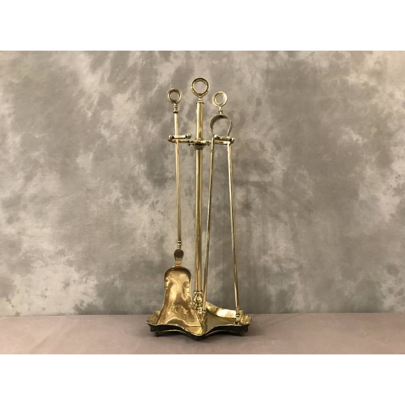 Serviteur de cheminée en laiton d'époque 19 ème Charles X