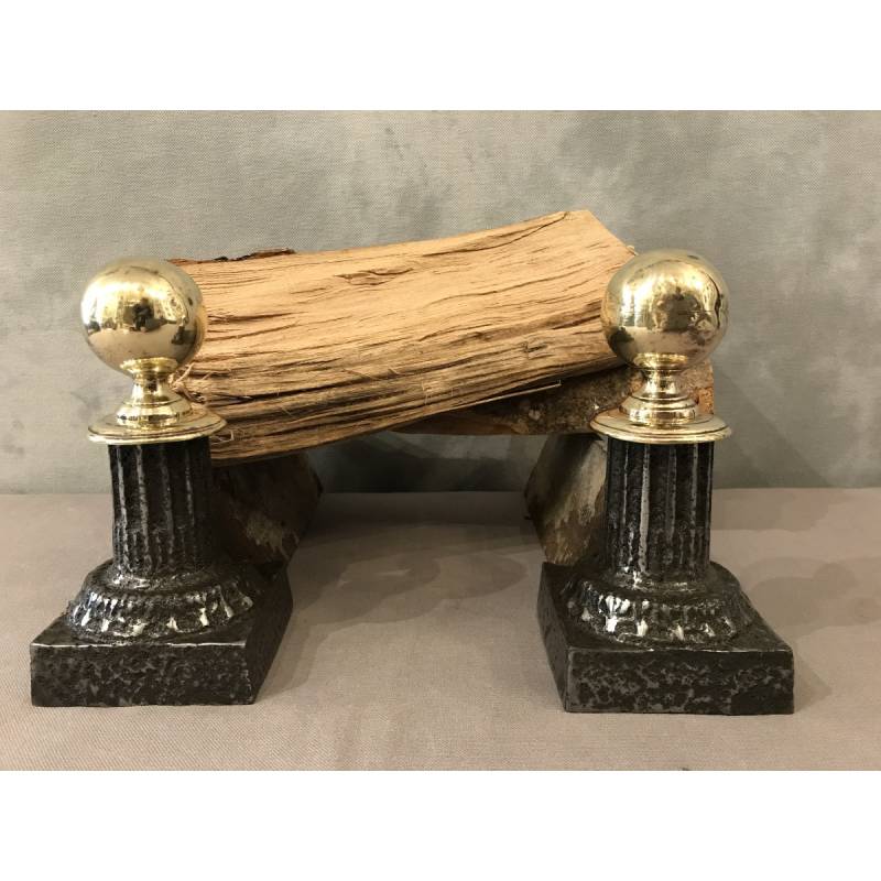 Pair of small old cast iron and brass caterpillars from the 19th century