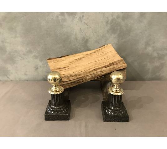 Pair of small old cast iron and brass caterpillars from the 19th century