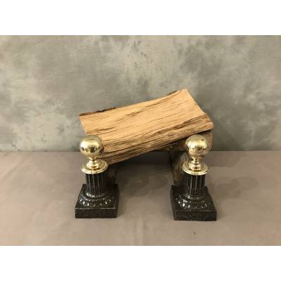 Pair of small old cast iron and brass caterpillars from the 19th century