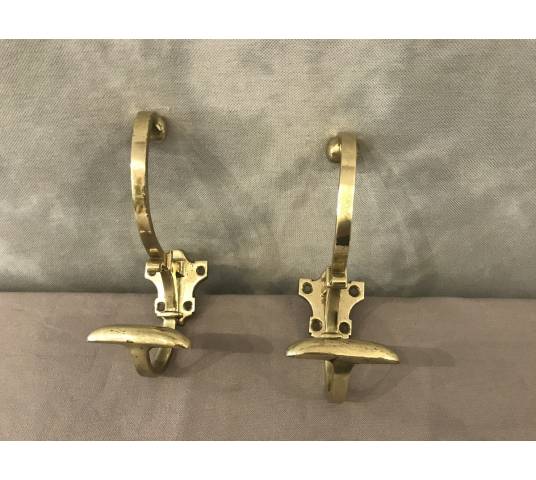 Pair of coat racks, 19th century coat hooks in bronze