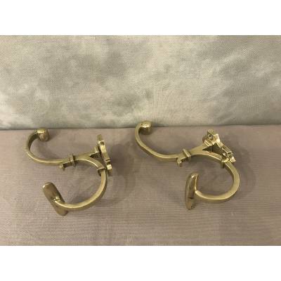 Pair of coat racks, 19th century coat hooks in bronze