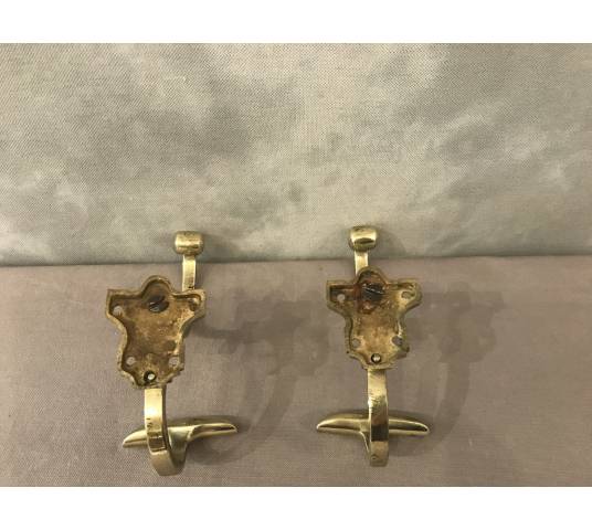 Pair of coat racks, 19th century coat hooks in bronze