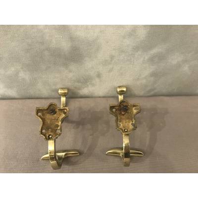 Pair of coat racks, 19th century coat hooks in bronze