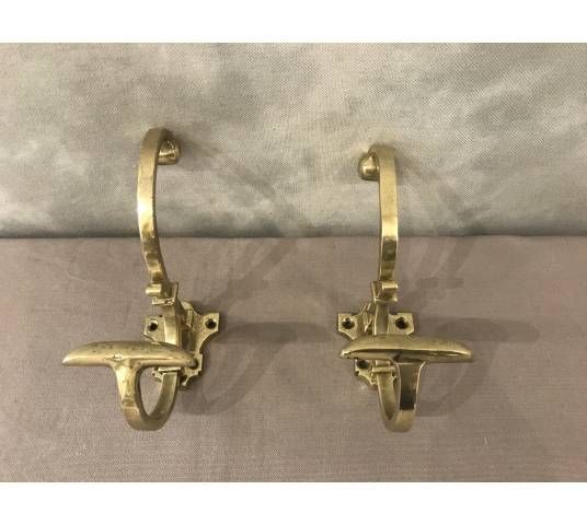 Pair of coat racks, 19th century coat hooks in bronze