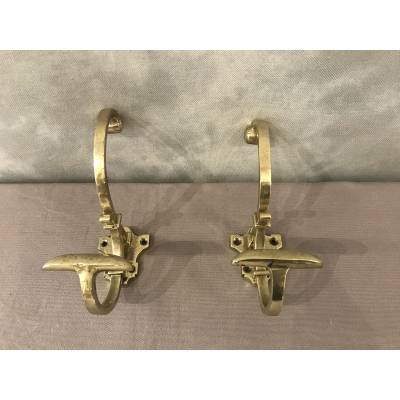 Pair of coat racks, 19th century coat hooks in bronze