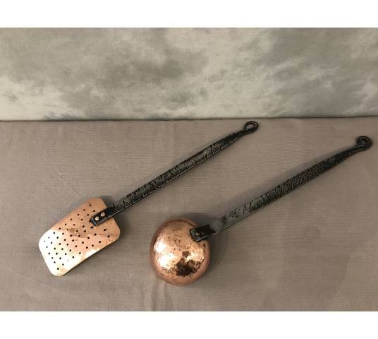 A ladle and a copper skimmer from the 18th century