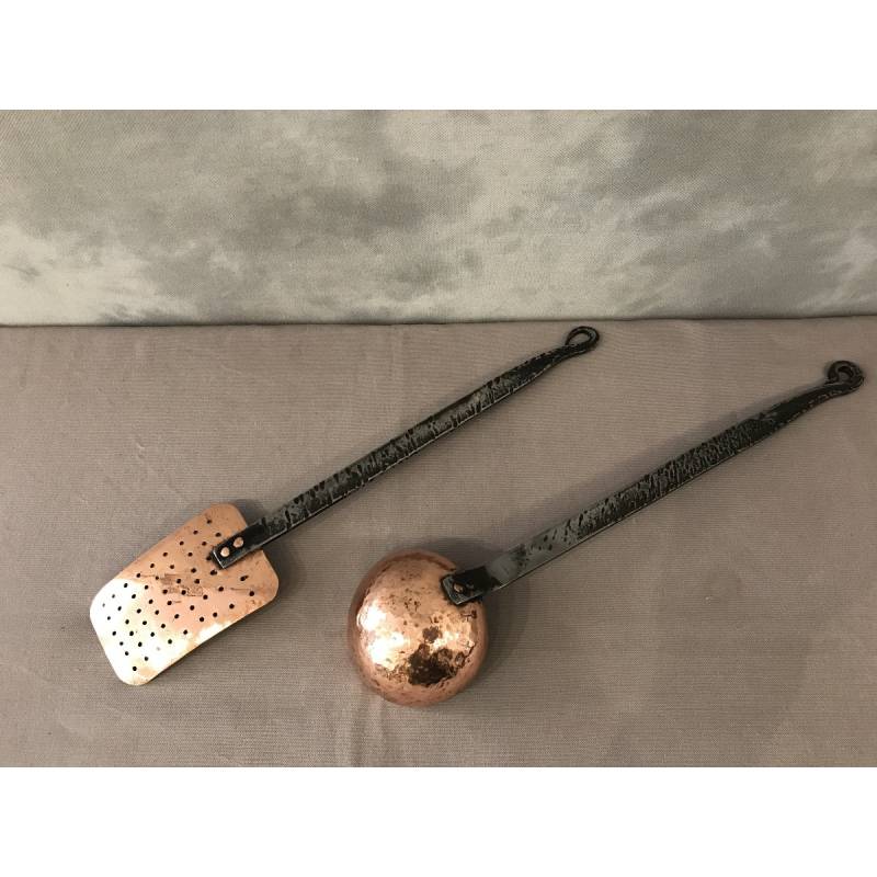 A ladle and a copper skimmer from the 18th century