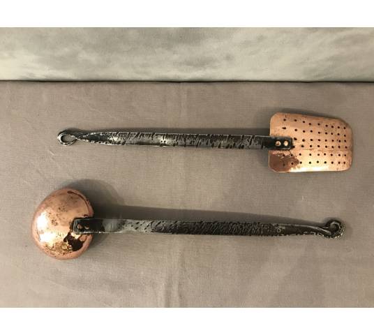 A ladle and a copper skimmer from the 18th century