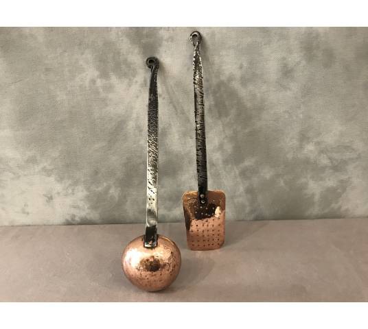 A ladle and a copper skimmer from the 18th century