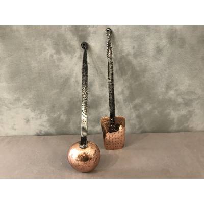 A ladle and a copper skimmer from the 18th century