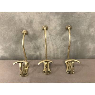 Set of three coat racks, bronze coat hooks from the 19th century