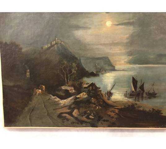 Peinture, huile sur toile d'époque 18 ème