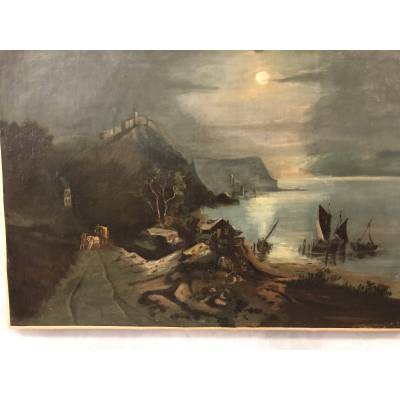 Peinture, huile sur toile d'époque 18 ème