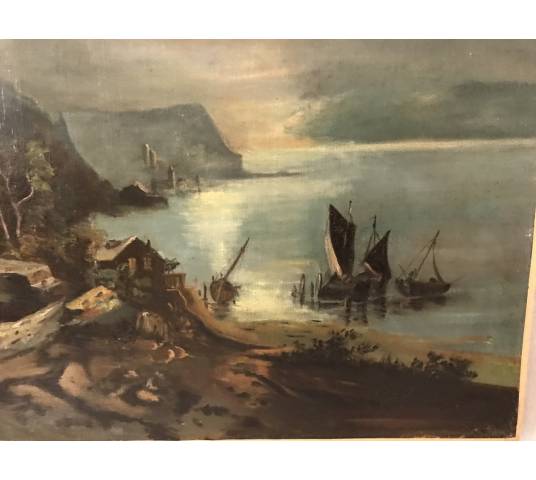 Peinture, huile sur toile d'époque 18 ème