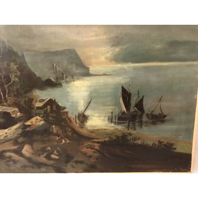 Peinture, huile sur toile d'époque 18 ème