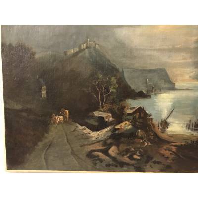 Peinture, huile sur toile d'époque 18 ème