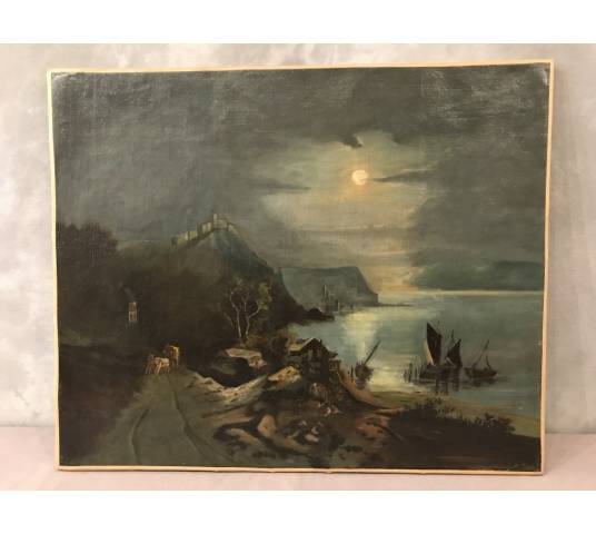 Peinture, huile sur toile d'époque 18 ème