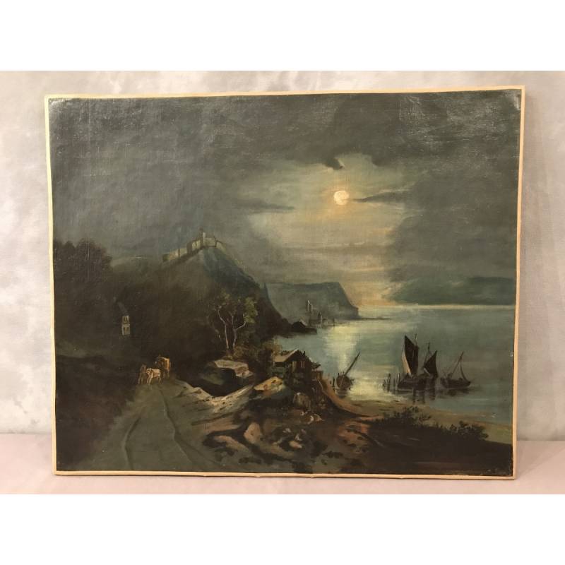 Peinture, huile sur toile d'époque 18 ème
